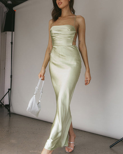 Earth Lace-Up Back Maxi Dress Kiwi
