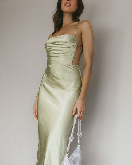 Earth Lace-Up Back Maxi Dress Kiwi