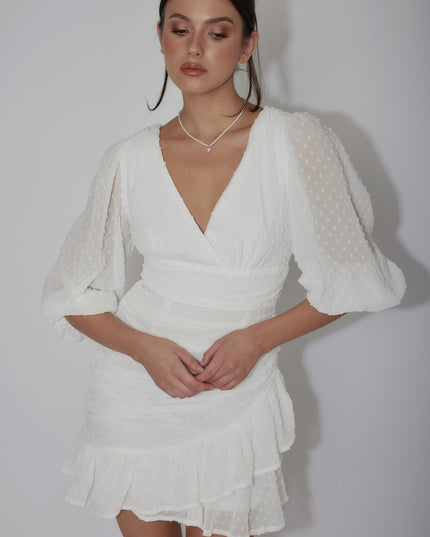 White Honey Hail Spot Mini Dress