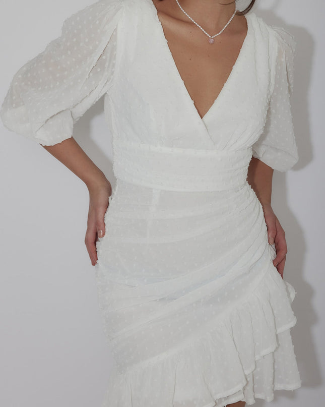 White Honey Hail Spot Mini Dress