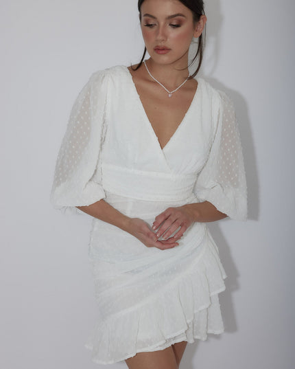 White Honey Hail Spot Mini Dress