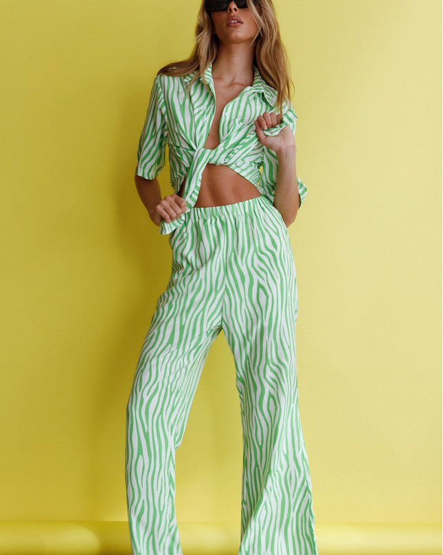 Green Hunch Pants Zebra