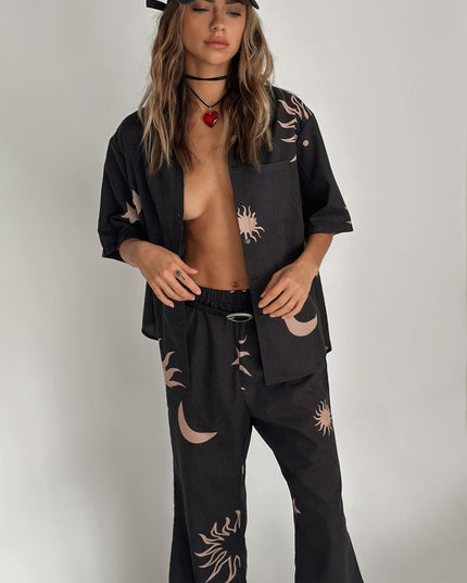 Black Hunch Pants Sun Moon