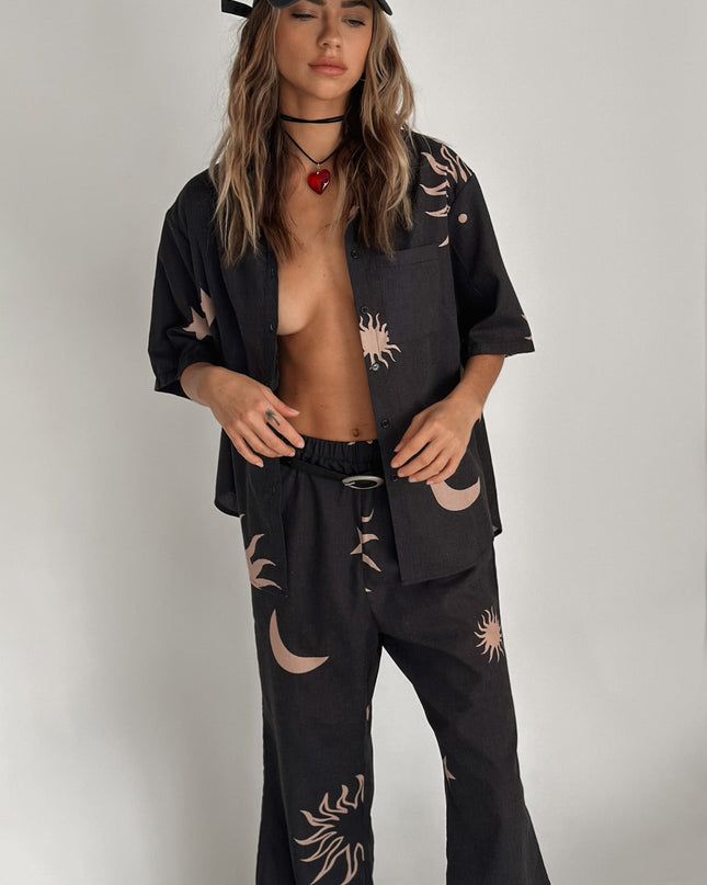 Black Hunch Pants Sun Moon