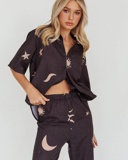 Black Hunch Pants Sun Moon