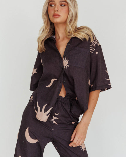 Black Hunch Pants Sun Moon