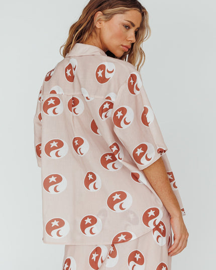 Rose Hunch Button Shirt Yin Yang