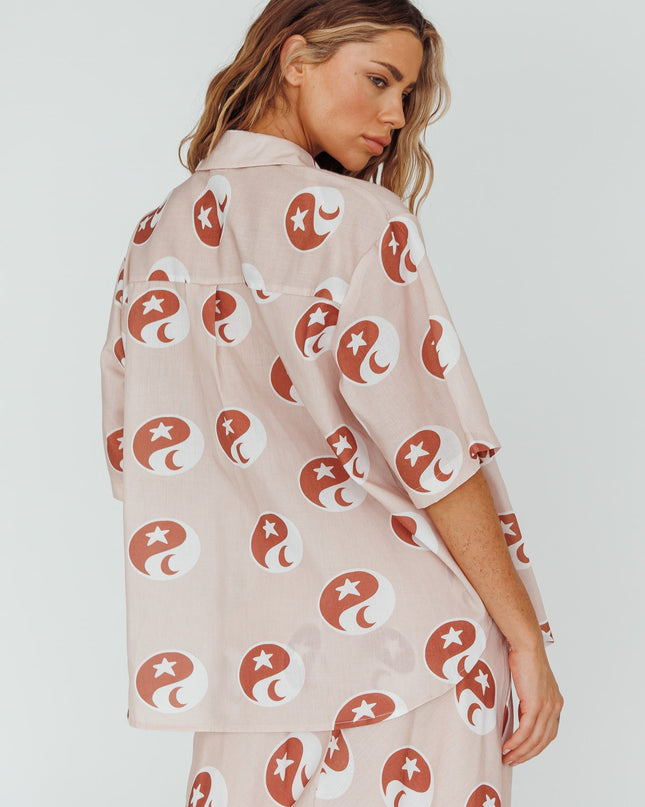 Rose Hunch Button Shirt Yin Yang