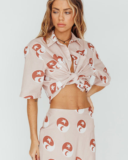 Rose Hunch Button Shirt Yin Yang