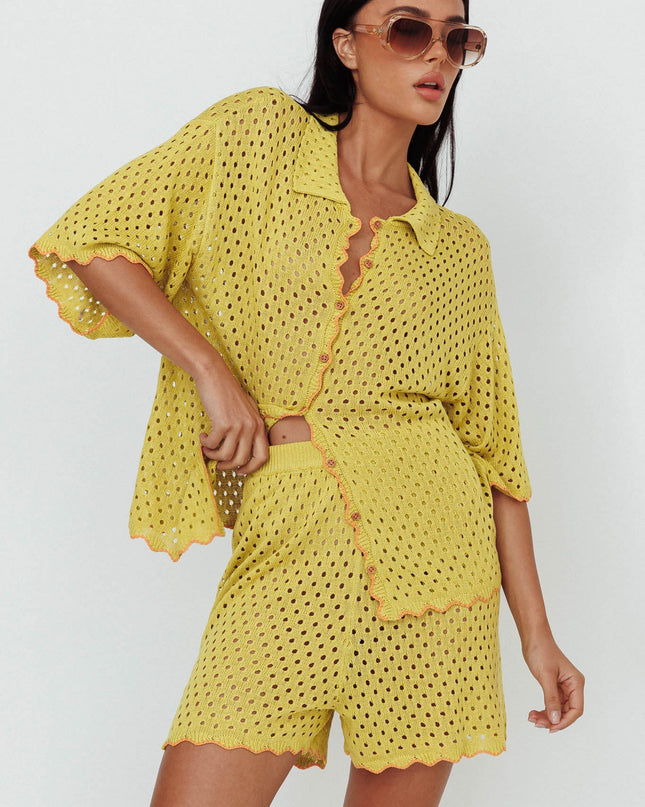 Hunch Crochet Shorts Avocado/Pumpkin