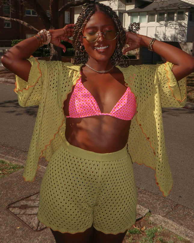Hunch Crochet Shorts Avocado/Pumpkin