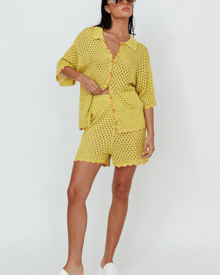 Hunch Button Crochet Shirt Avocado/Pumpkin