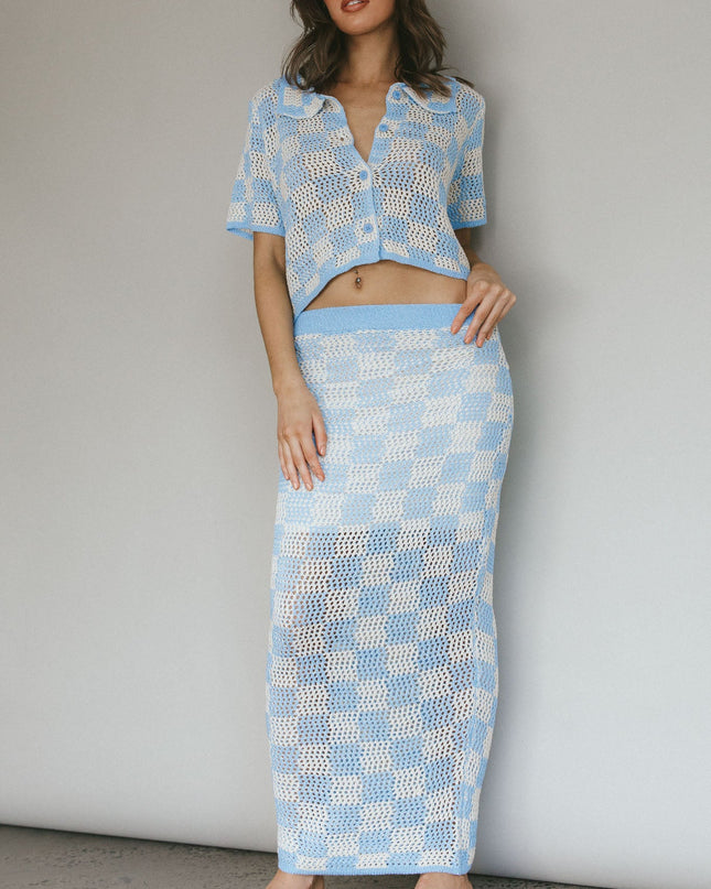Blue Crochet Maxi Skirt