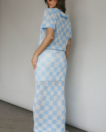 Blue Crochet Maxi Skirt