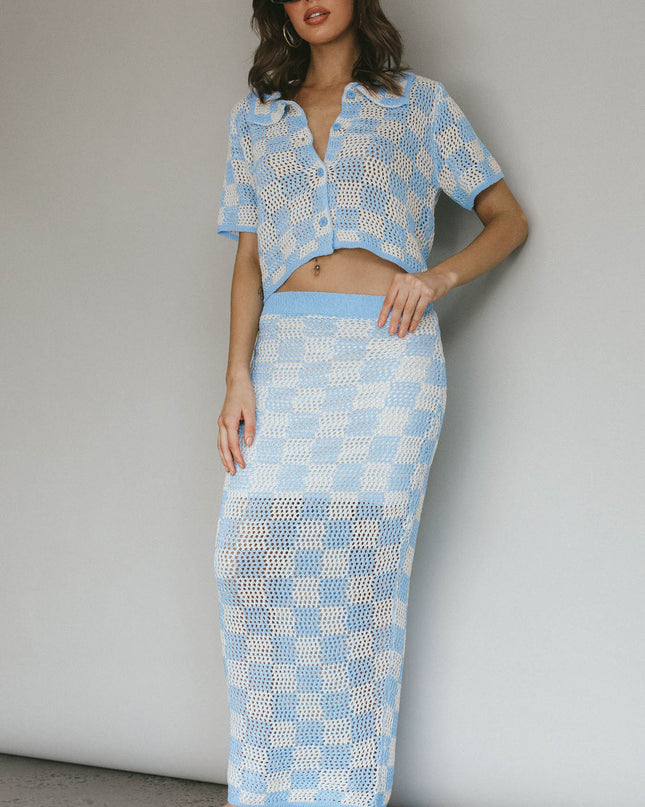 Blue Crochet Maxi Skirt