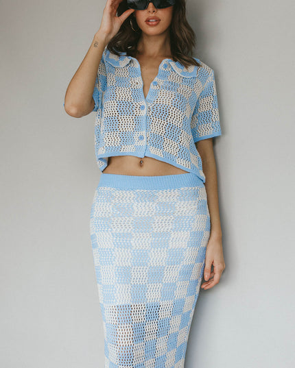 Blue Crochet Maxi Skirt