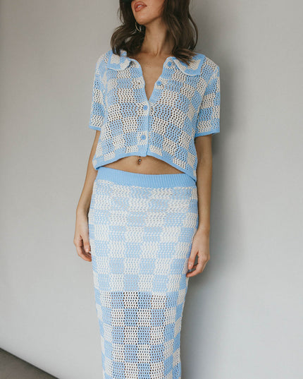 Blue Crochet Maxi Skirt
