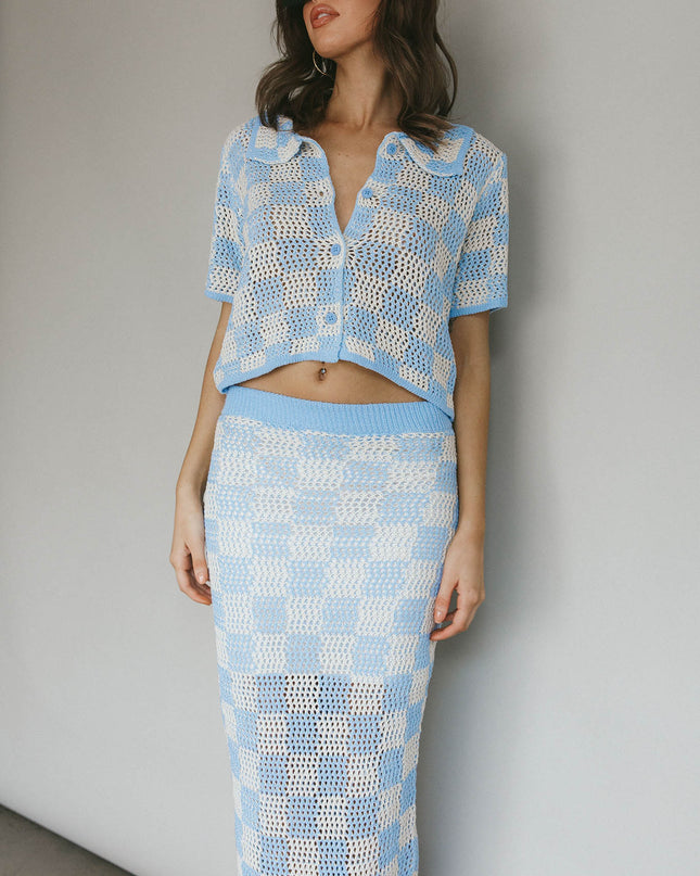 Blue Crochet Maxi Skirt