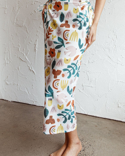 Lace Up Midi Skirt White Base