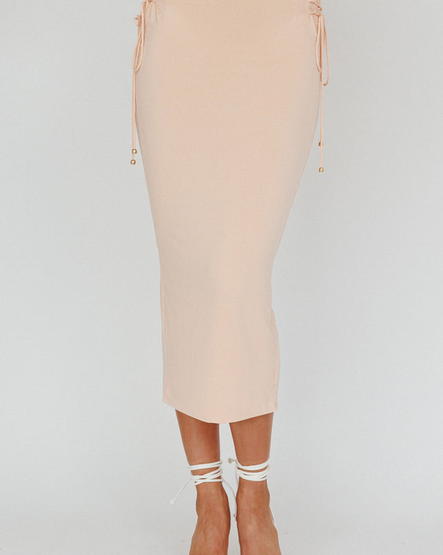 Lace Up Midi Skirt Egg Shell