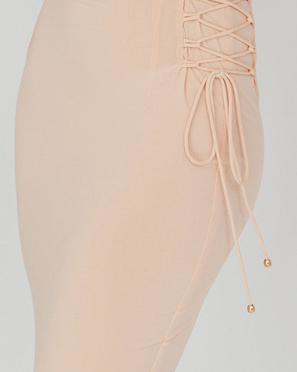 Lace Up Midi Skirt Egg Shell