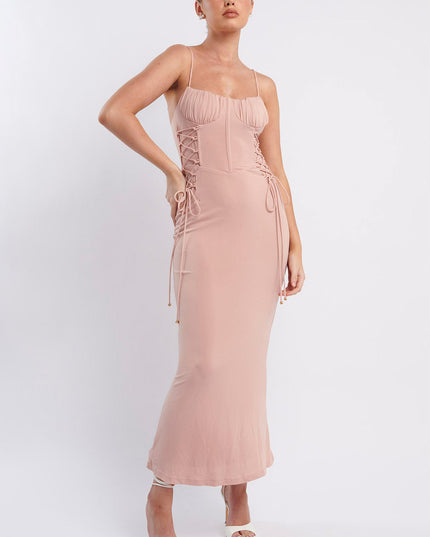 Nude Corset Midi Dress