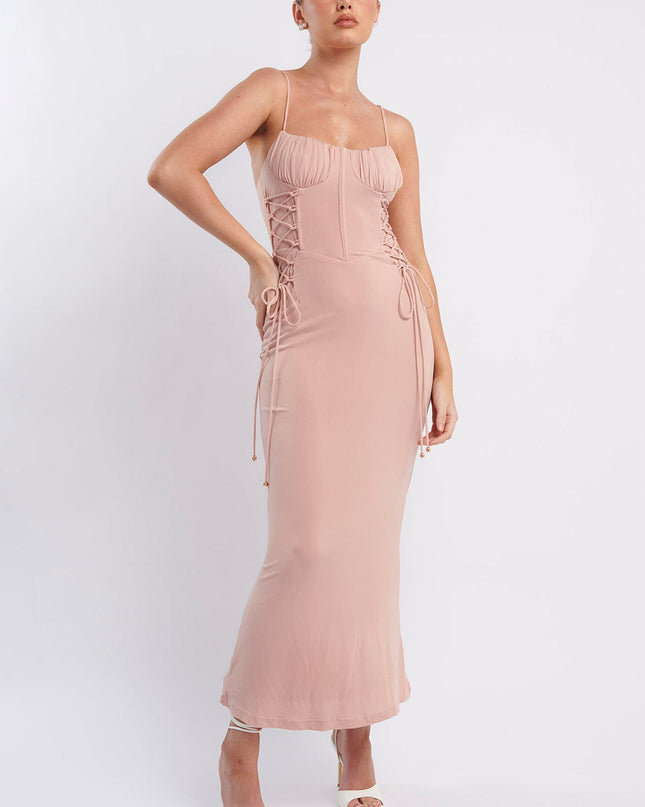 Nude Corset Midi Dress