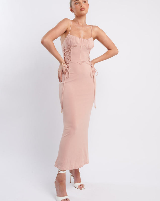 Nude Corset Midi Dress