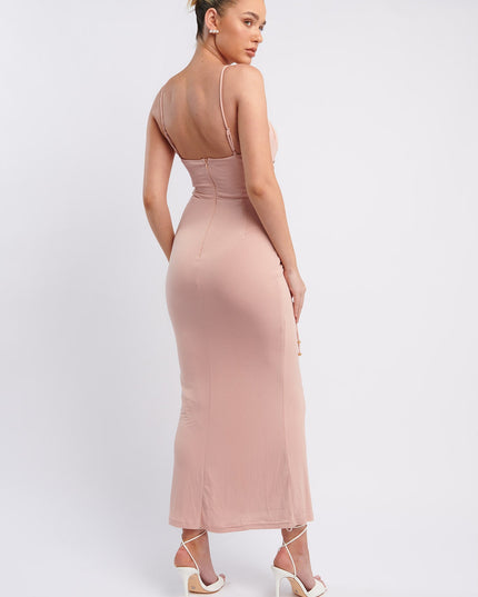 Nude Corset Midi Dress