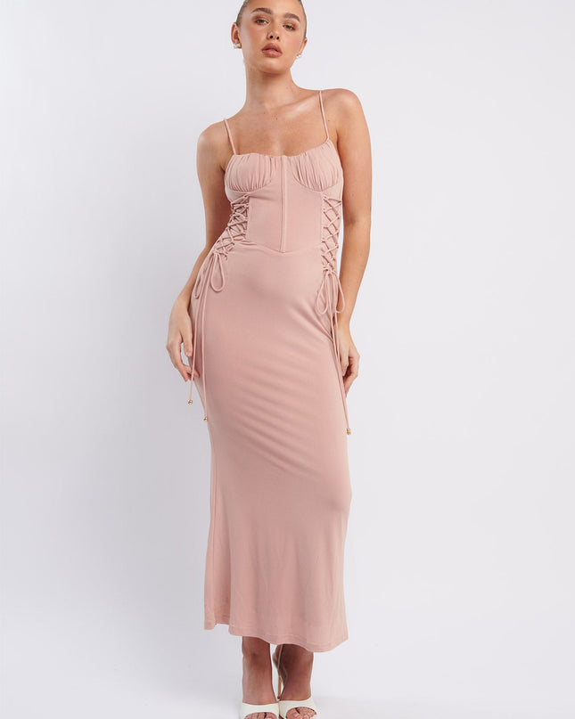 Nude Corset Midi Dress