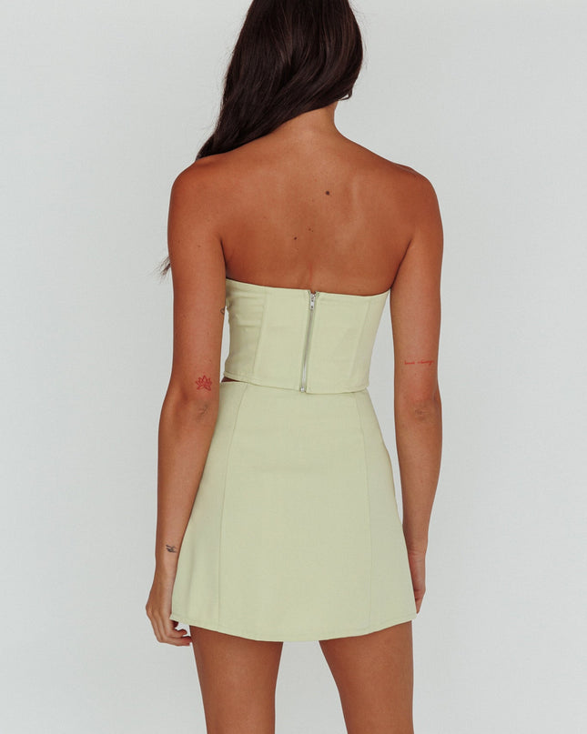 Mint Bustier Crop Top Suit