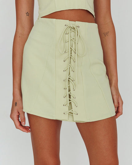 Mint Bustier Crop Top Suit