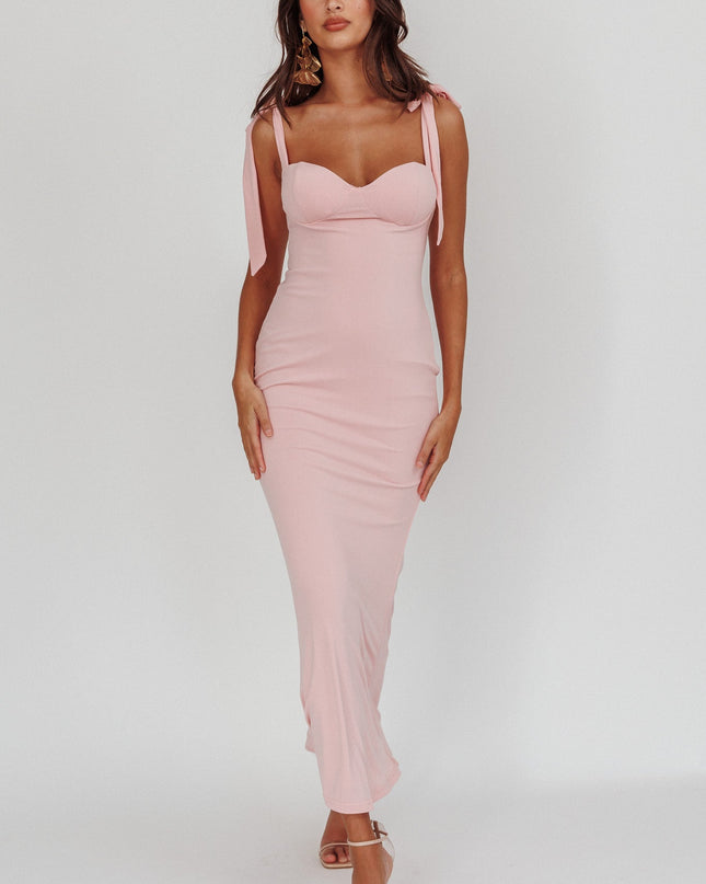 Blush Rose Garden Tied Shoulder Maxi Dress