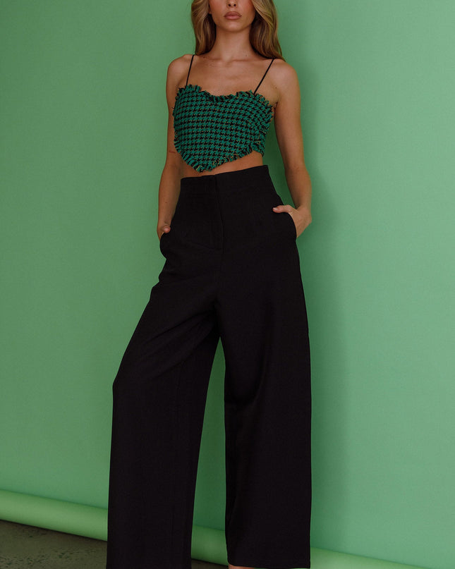 Green Heart Crop Top Houndstooth