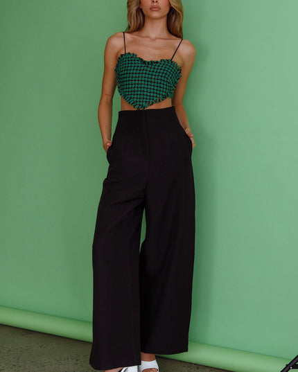 Green Heart Crop Top Houndstooth