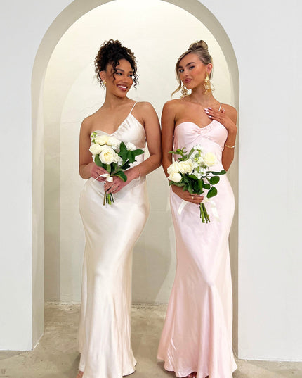 Blush One-Shoulder Maxi Dress