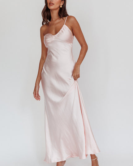 Blush One-Shoulder Maxi Dress