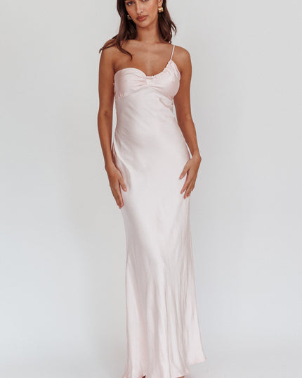 Blush One-Shoulder Maxi Dress