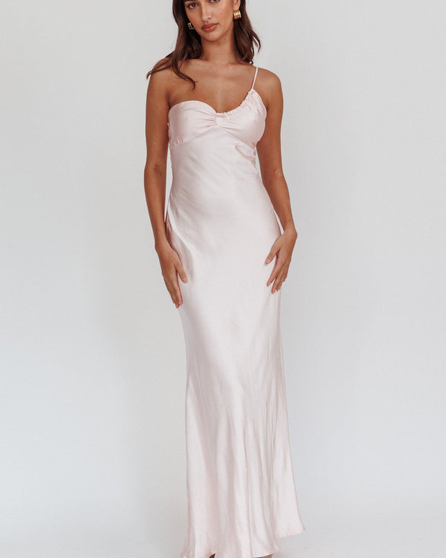 Blush One-Shoulder Maxi Dress