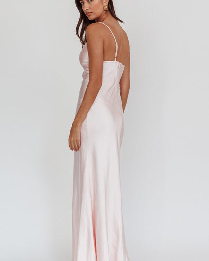 Blush One-Shoulder Maxi Dress