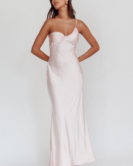 Blush One-Shoulder Maxi Dress