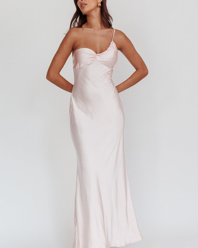 Blush One-Shoulder Maxi Dress