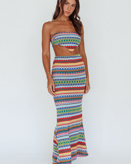 Multi Tied Back Crop Top Blue