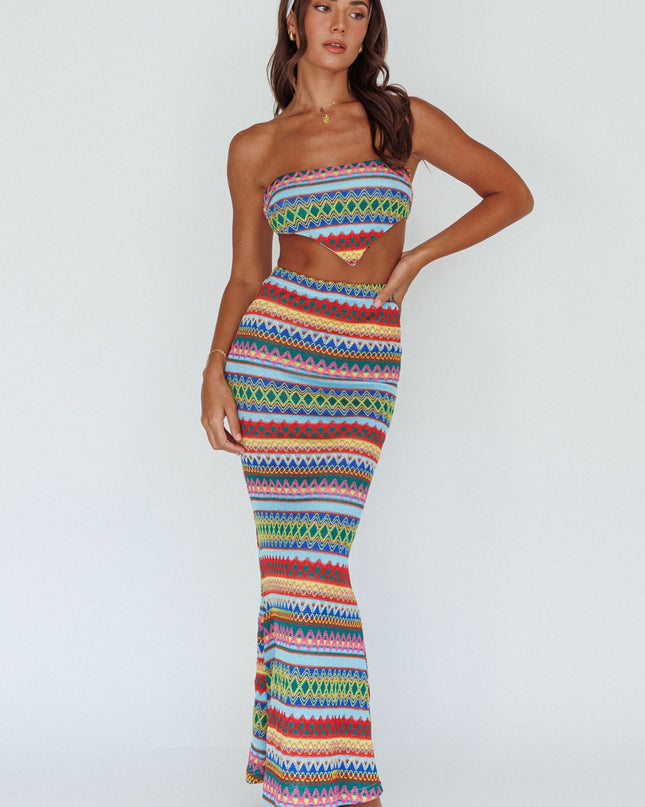 Multi Tied Back Crop Top Blue