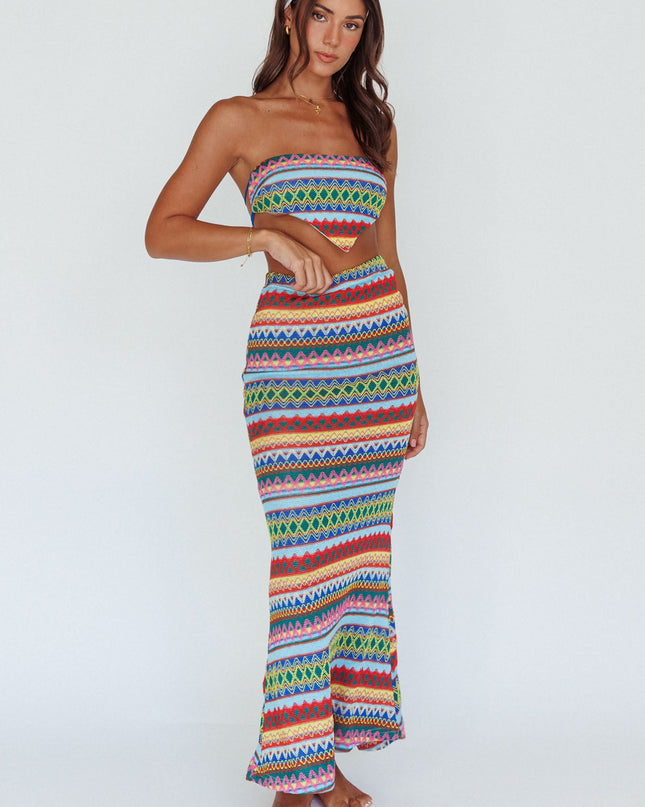 Multi Tied Back Crop Top Blue