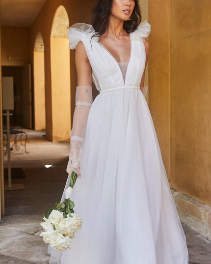 White Mesh Overlay Maxi Dress