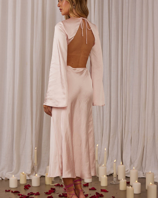 Blush Bell Sleeve Cut-Out Midi Dress