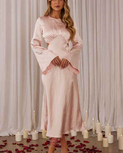 Blush Bell Sleeve Cut-Out Midi Dress