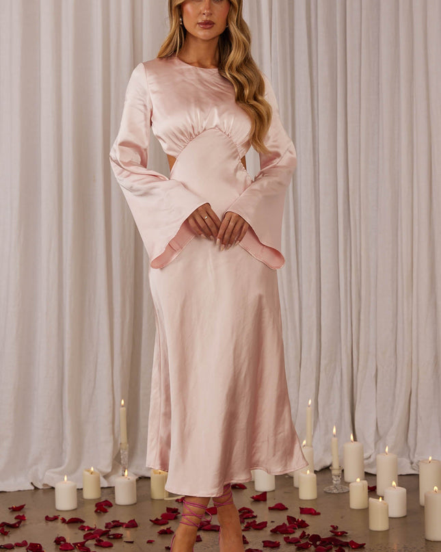 Blush Bell Sleeve Cut-Out Midi Dress