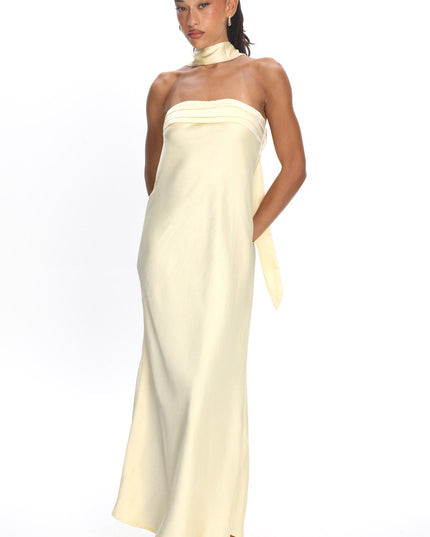 Butter Strapless Pleated Bust Satin Maxi Dress